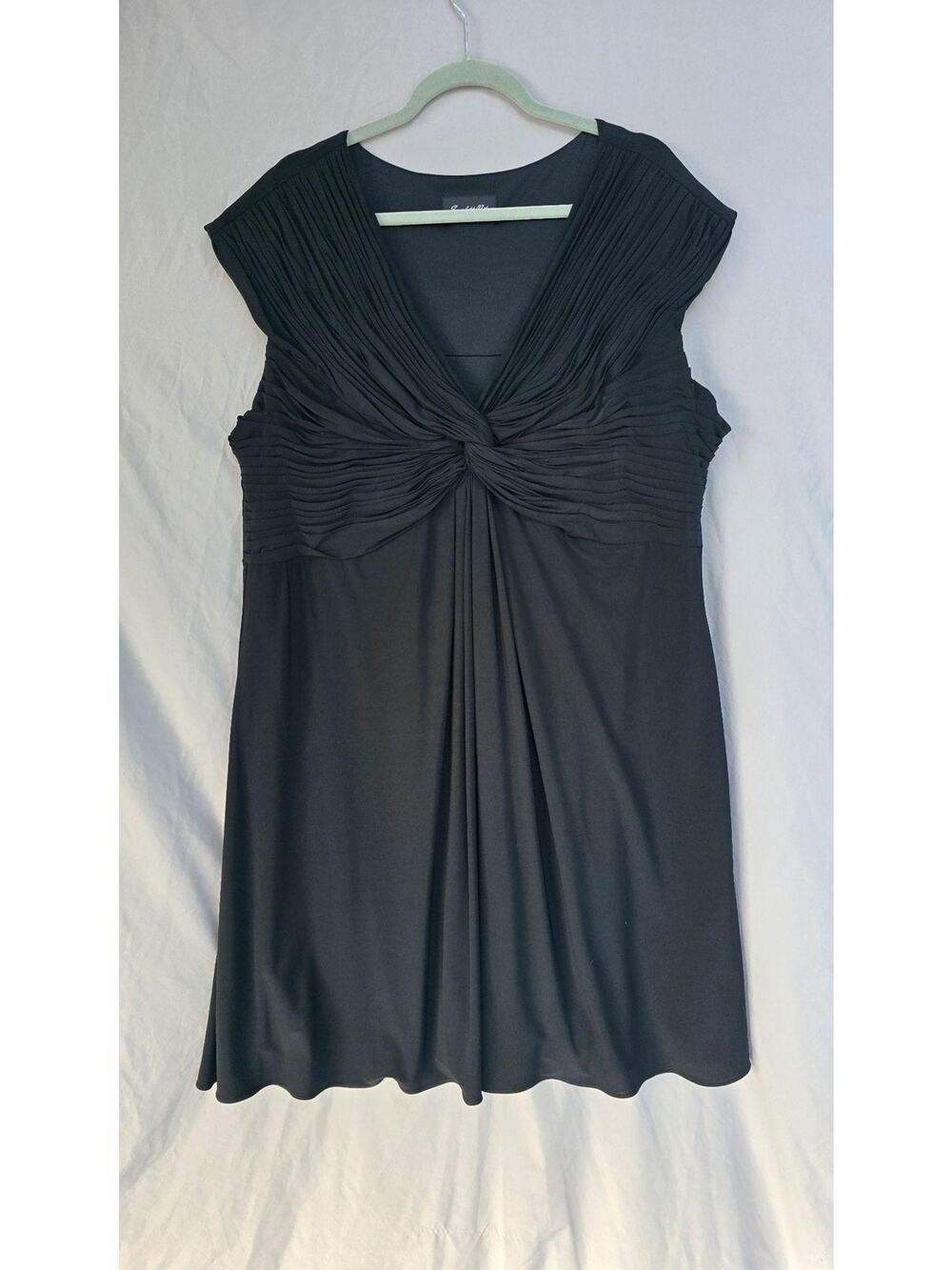 Scarlett Nite Formal Dress Womens 24W Black Pleated Twist Front Cap Sleeve
